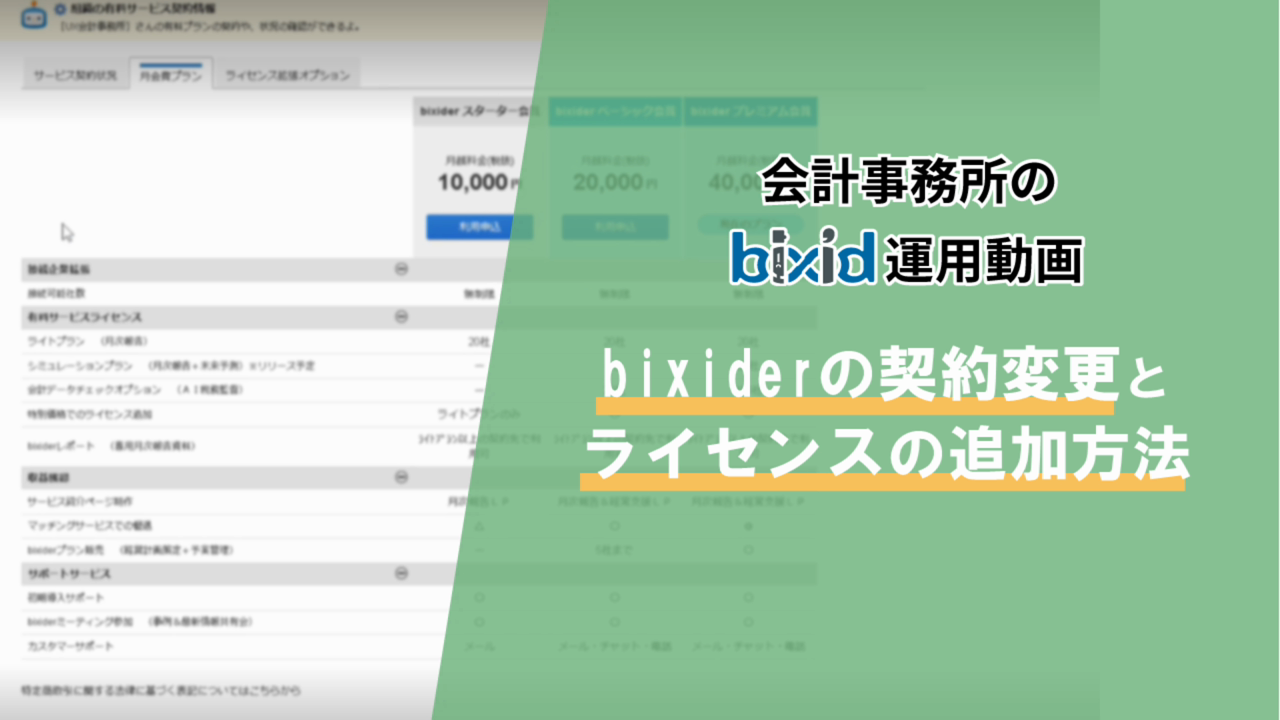 【運用】bixiderの契約変更とライセンス追加方法